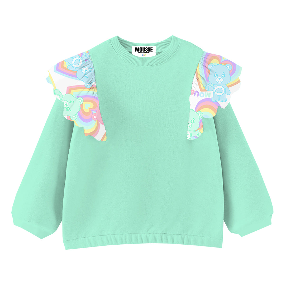 felpa bimba rouche fronte mint bearainbow