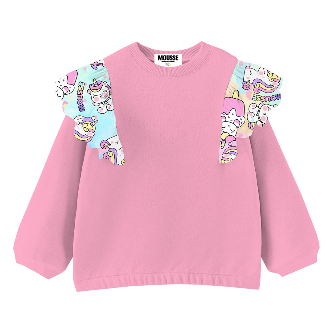 felpa bimba rouche fronte pink voporunicorn