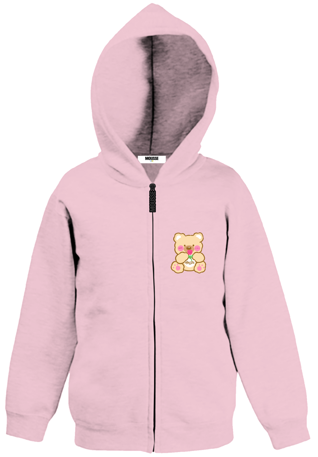 hoodie zip peluche pink