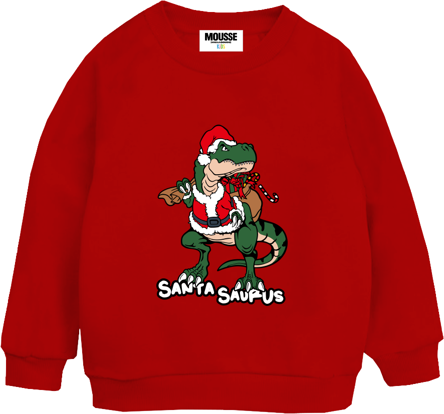 sweatshirt print xmas saurus red