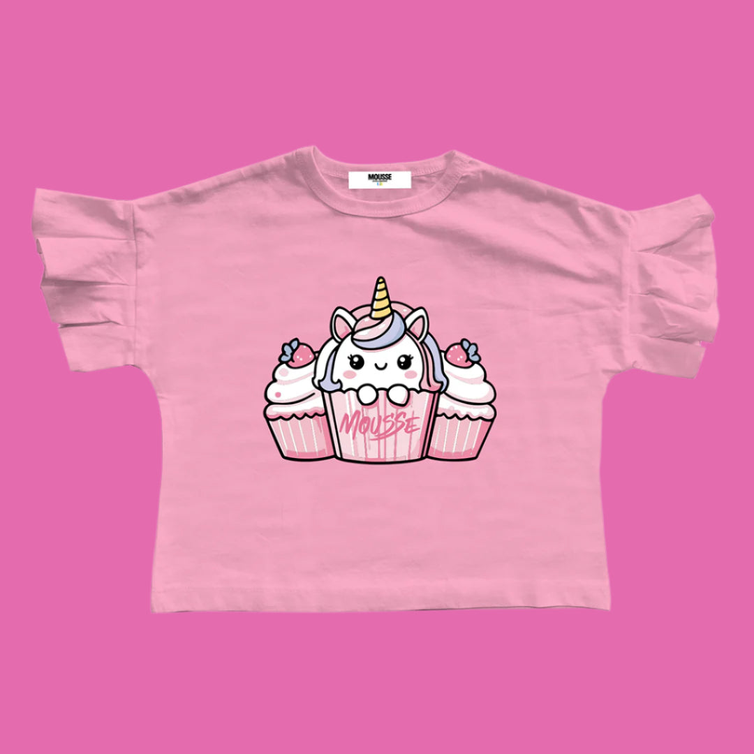 tshirt crop sleeve rouches pink unileo