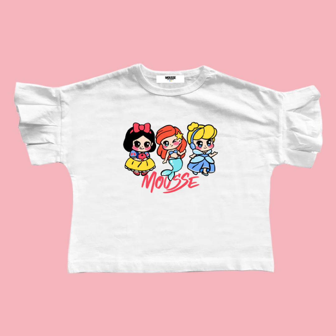 tshirt crop sleeve rouches white loveprincess