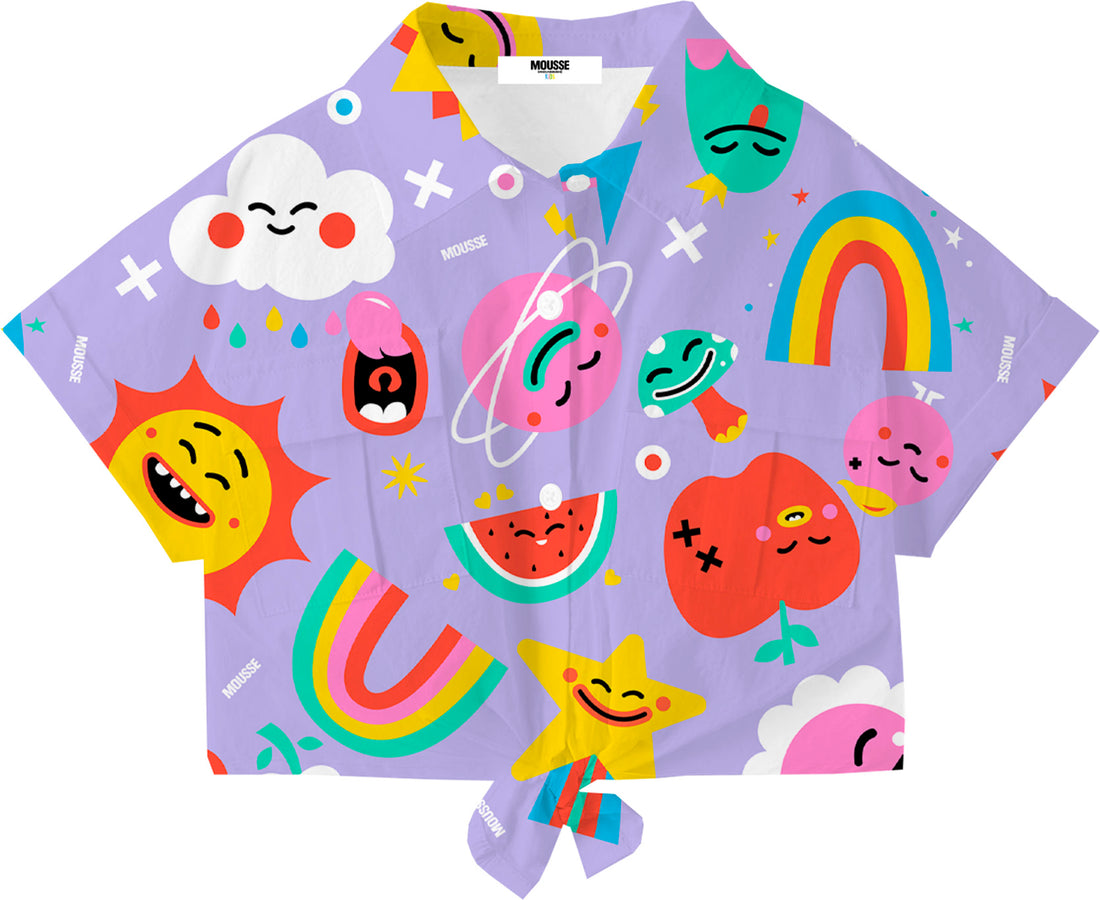 CAMICIA POPELIN FANTASIA CROP NODO LOVELY