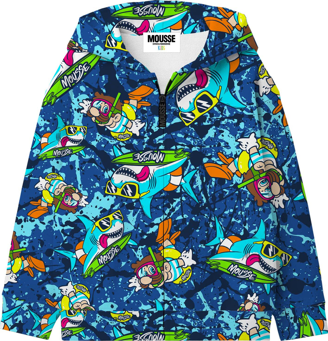 FELPA ZIP CAPPUCCIO FANTASIA SWIM SHARK