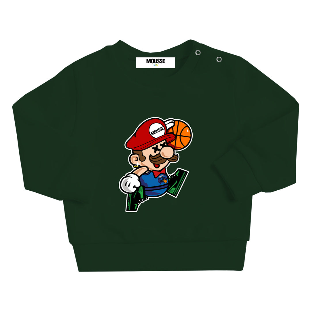 felpa girocollo neonato air mario green wood