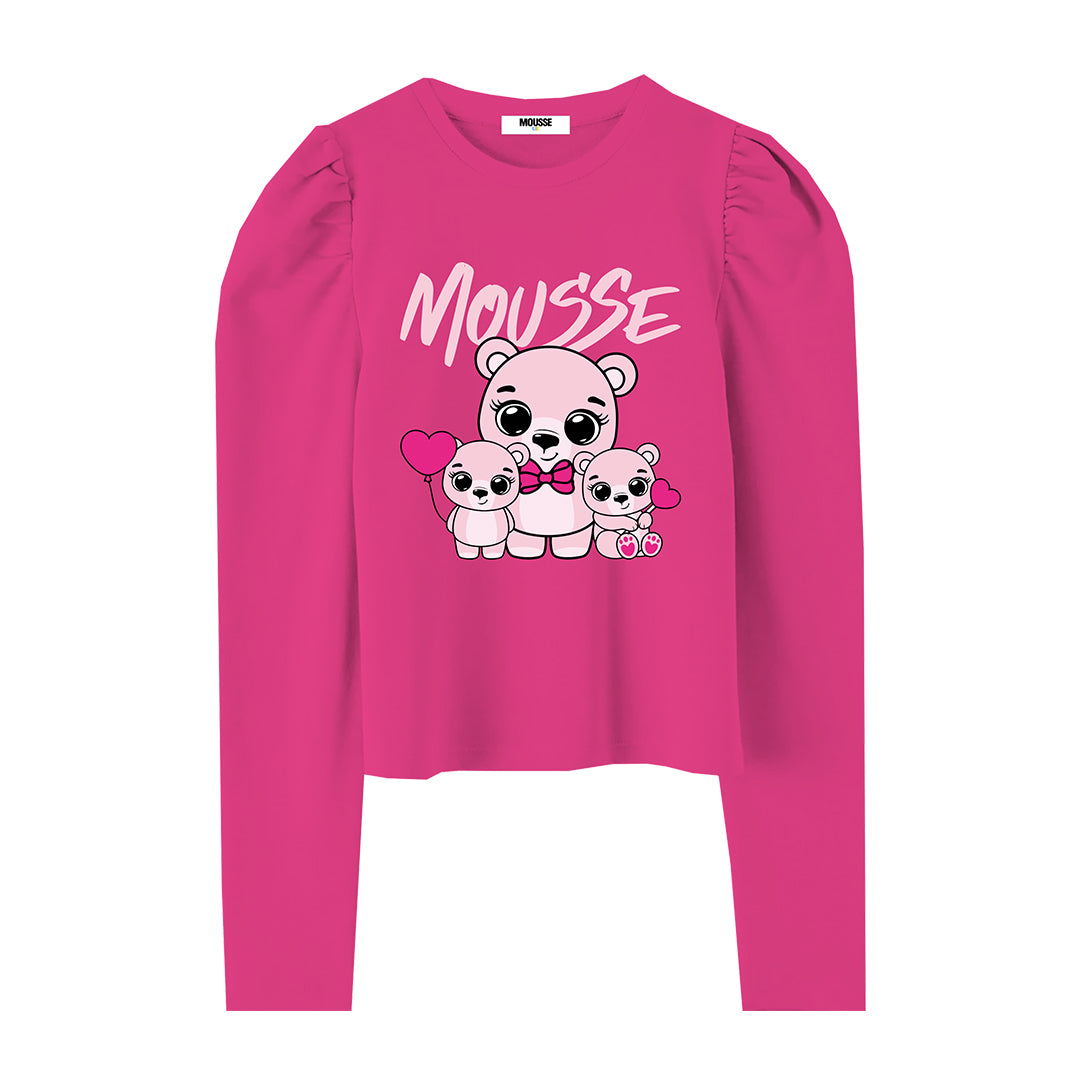 felpa manica sbuffo bearinlove fucsia