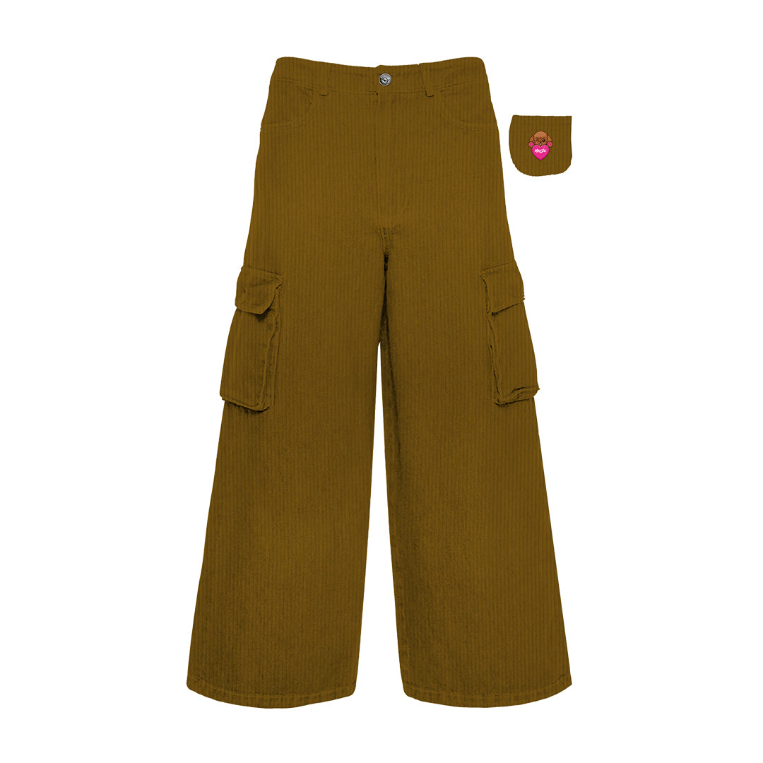 pantalone cargo girl velluto camel arthur