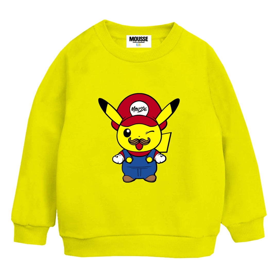 sweatshirt print pikamario yellow