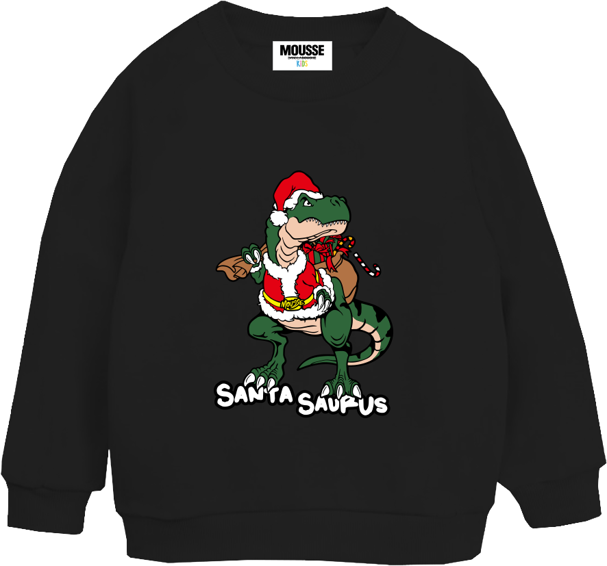 sweatshirt print xmas saurus black