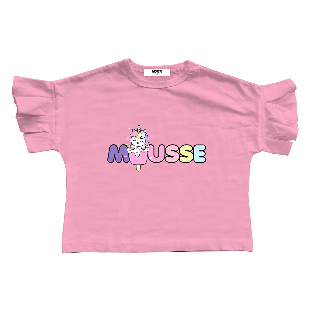 tshirt bimba manica rouches pink vaporunicorn