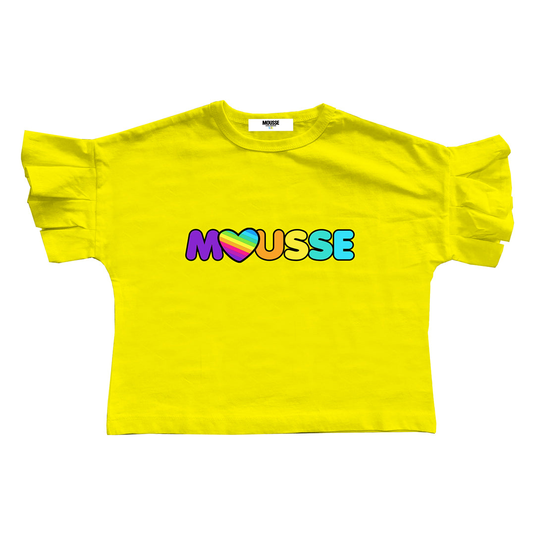 tshirt bimba manica rouches yellow girlpop