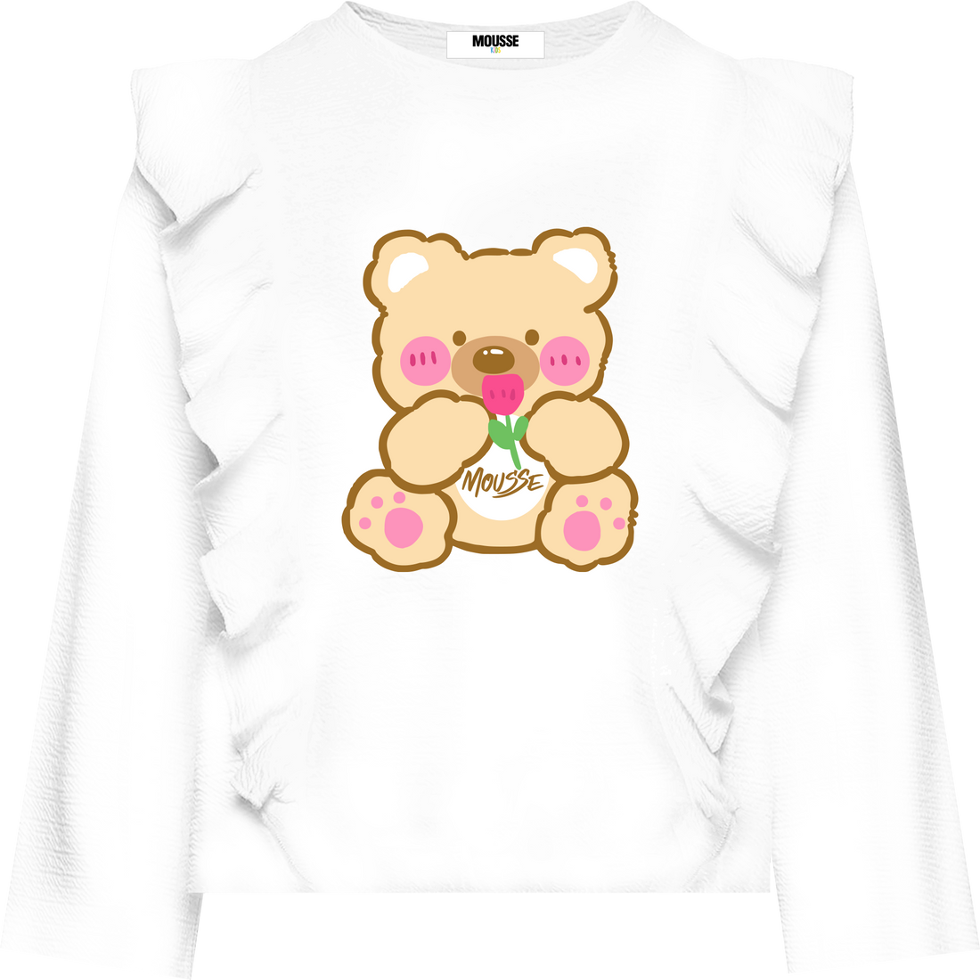 tshirt jersey rouches peluche white