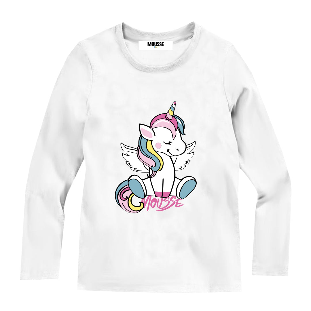 tshirt kids girl ml white unicorn sweet