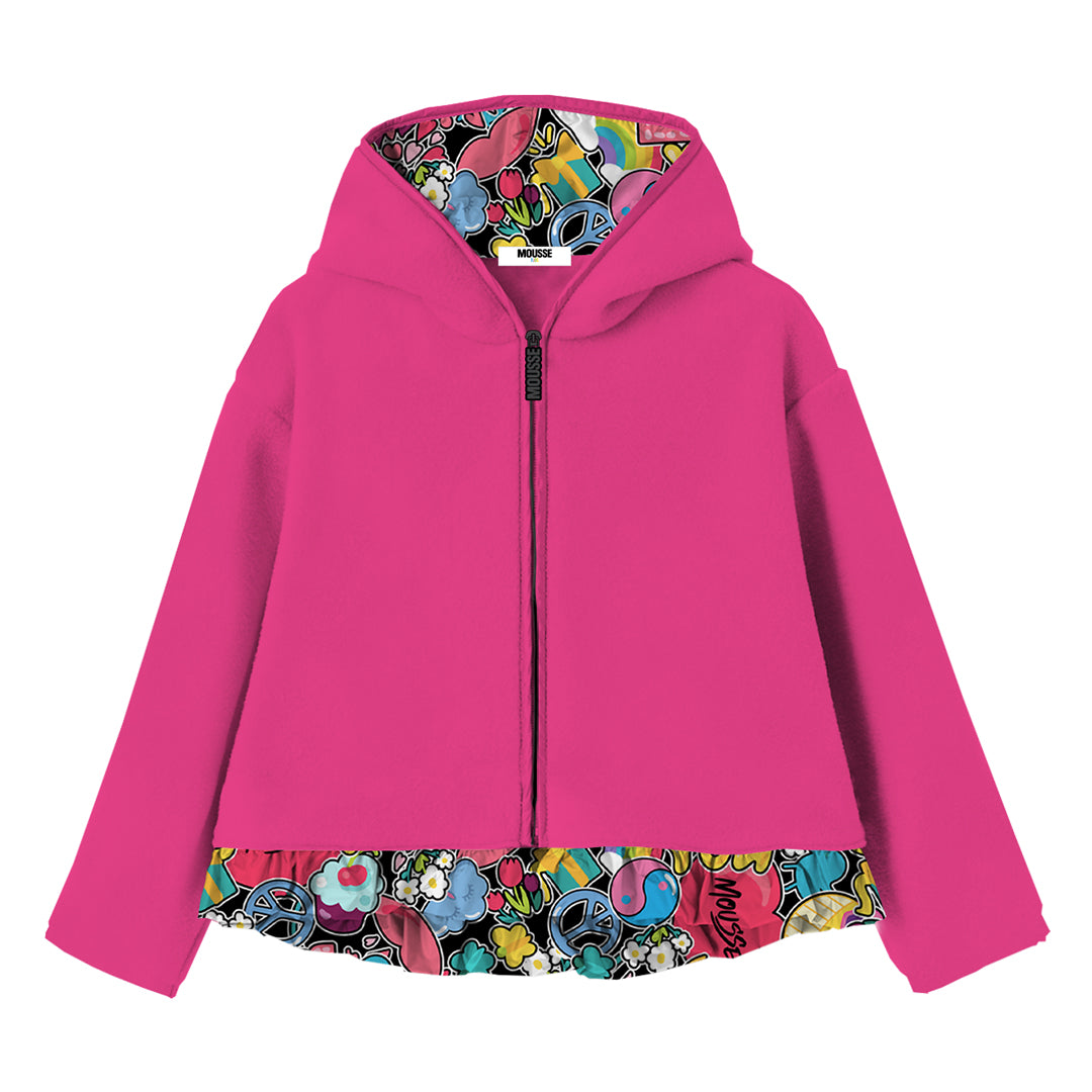 zip felpa rouches flowerpop fucsia